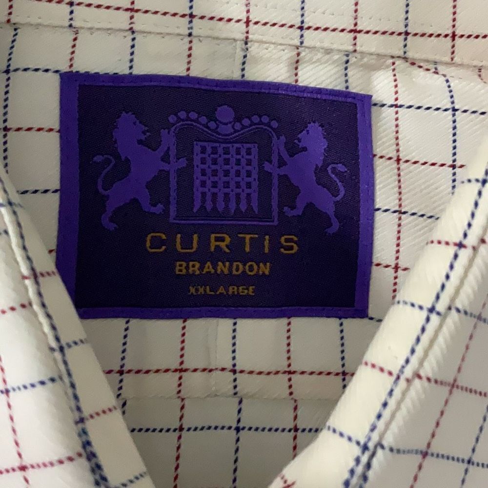 Curtis Brandon Ivory Red Blue Check Long Sleeve Button Front Men’s Shirt Sz XXL - Picture 6 of 8